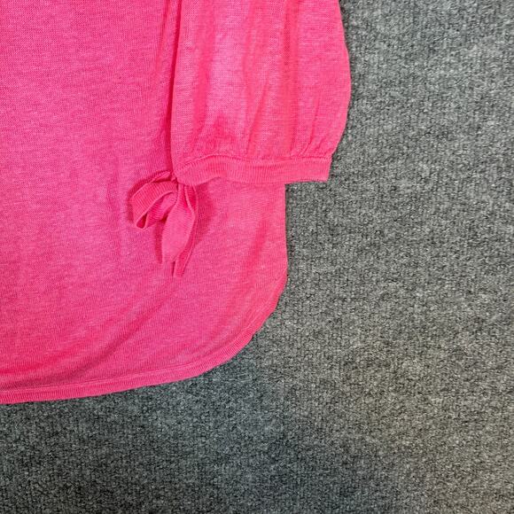 Talbots Sweater Womens Small Pink Linen Knit Pullover Vneck Bohemian Casual - Picture 3 of 10